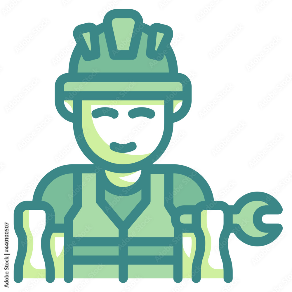 construction worker blue line icon