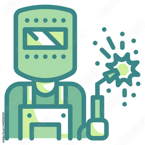 welder blue line icon