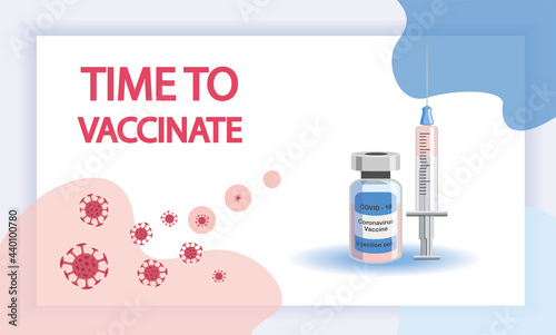 Vaccination concept. Immunization campaign. Vaccination against the vaccine. Health care and security. Syringe and vaccine vial.