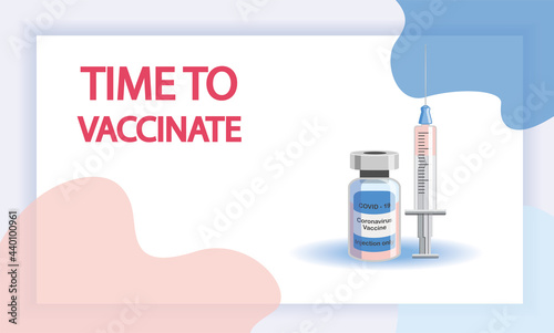 Vaccination concept. Immunization campaign. Vaccination against the vaccine. Health care and security. Syringe and vaccine vial.