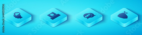 Set Isometric Spray can nozzle cap, , Vandal and Speech bubble with text art icon. Vector