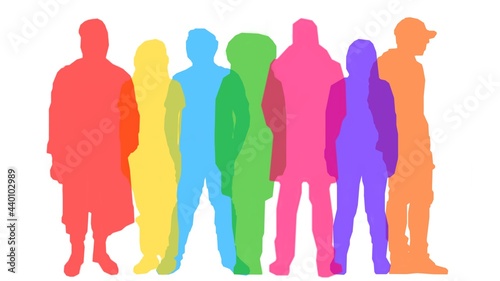 Colorful vector background of a group of people standing.
