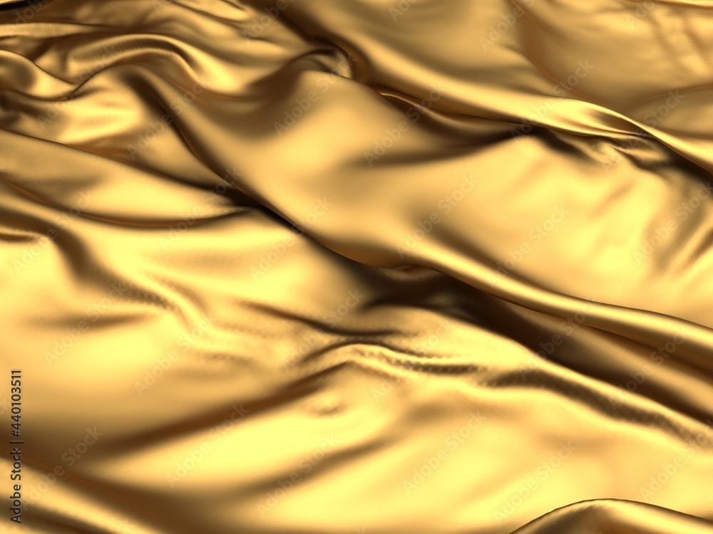 Golden fabric silk background. Yellow satin wavy texture Golden fabric silk background. Yellow satin wavy texture