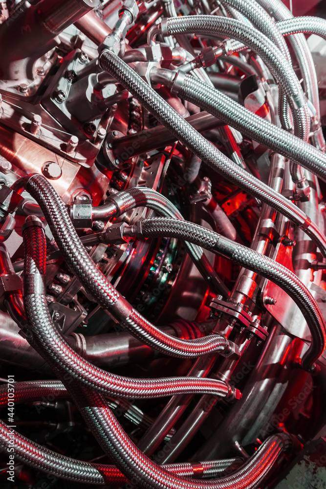 Electric generating engine of a gas pumping unit. A huge turbine in the enterprise for clean energy. Electric generating engine of a gas pumping unit. A huge turbine in the enterprise for clean energy.