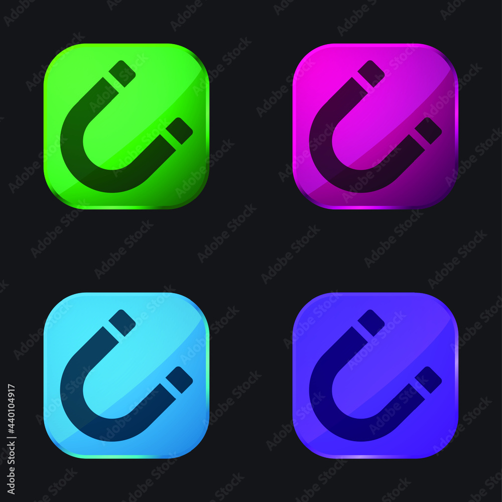 Attraction four color glass button icon Attraction four color glass button icon