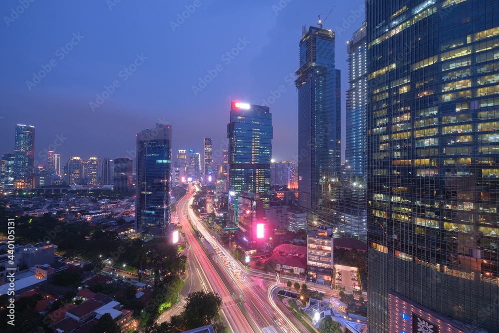 Cityscape in Jakarta at night