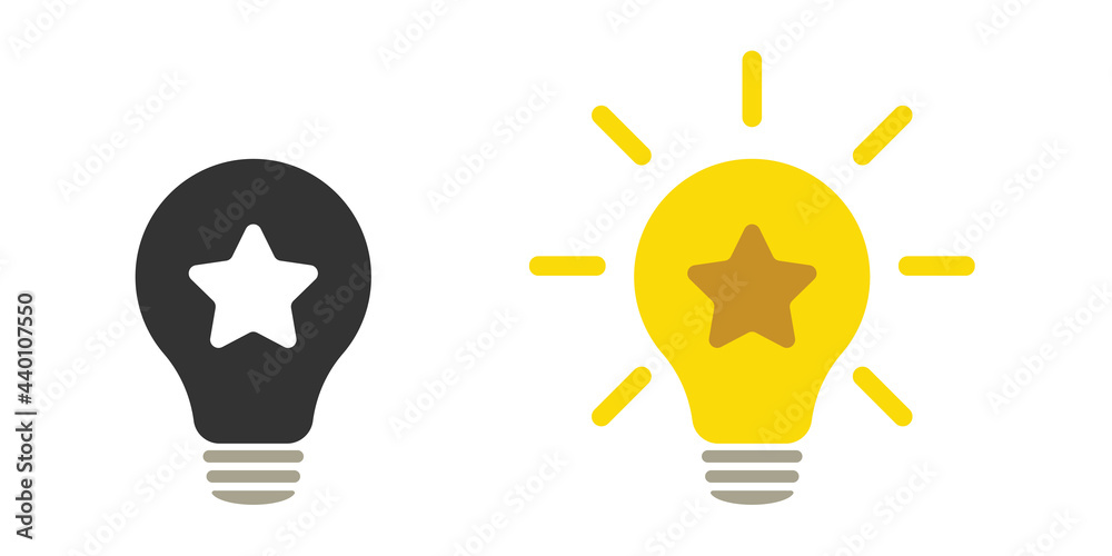 Lamp icons set. Collection of lamp icons with a star. Flat style - stock vector. Lamp icons set. Collection of lamp icons with a star. Flat style - stock vector.