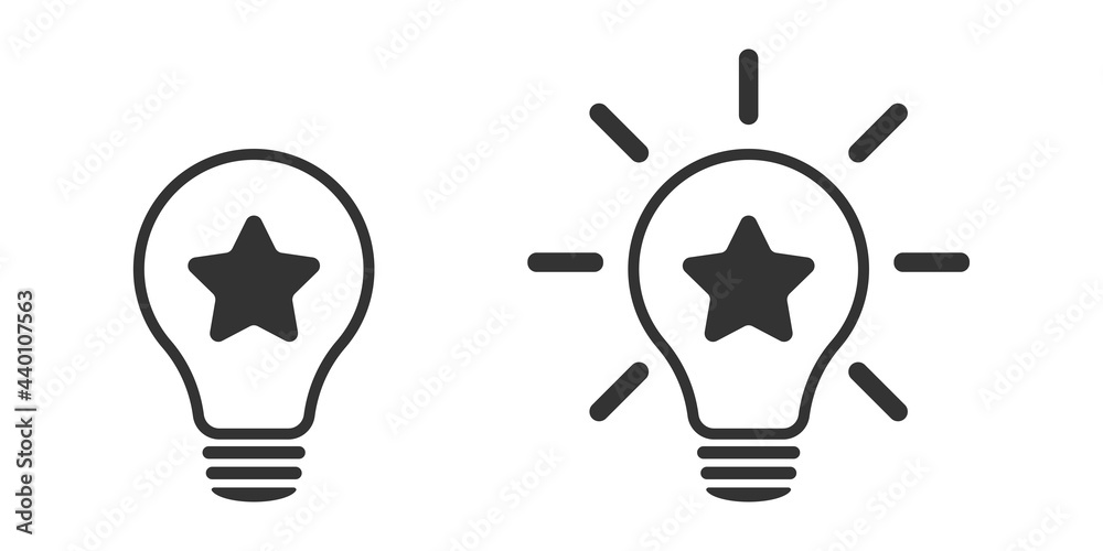 Lamp icons set. Collection of lamp icons with a star. Flat style - stock vector.