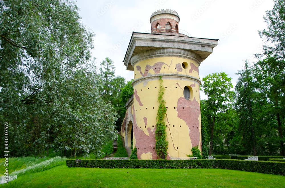 Tower-ruin in Catherine Park, Pushkin (Tsarskoye Selo), Saint Petersburg, Russia