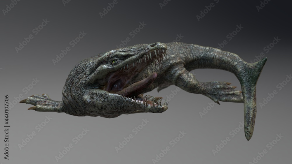 Naklejka premium Sea Monsters of background, 3d render