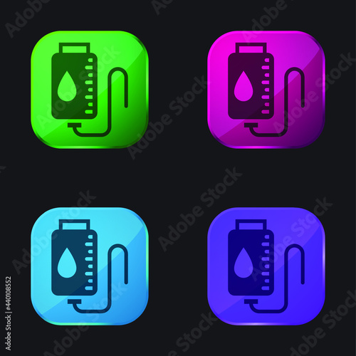 Blood Transfusion four color glass button icon