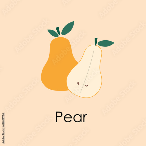 pear print in modern Japanese style. poster for design. fruit cutaway