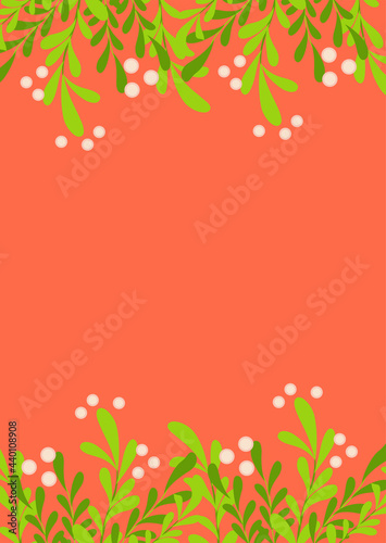 Fabulous winter.illustration of Christmas plants frame. Drawing for a postcard, poster