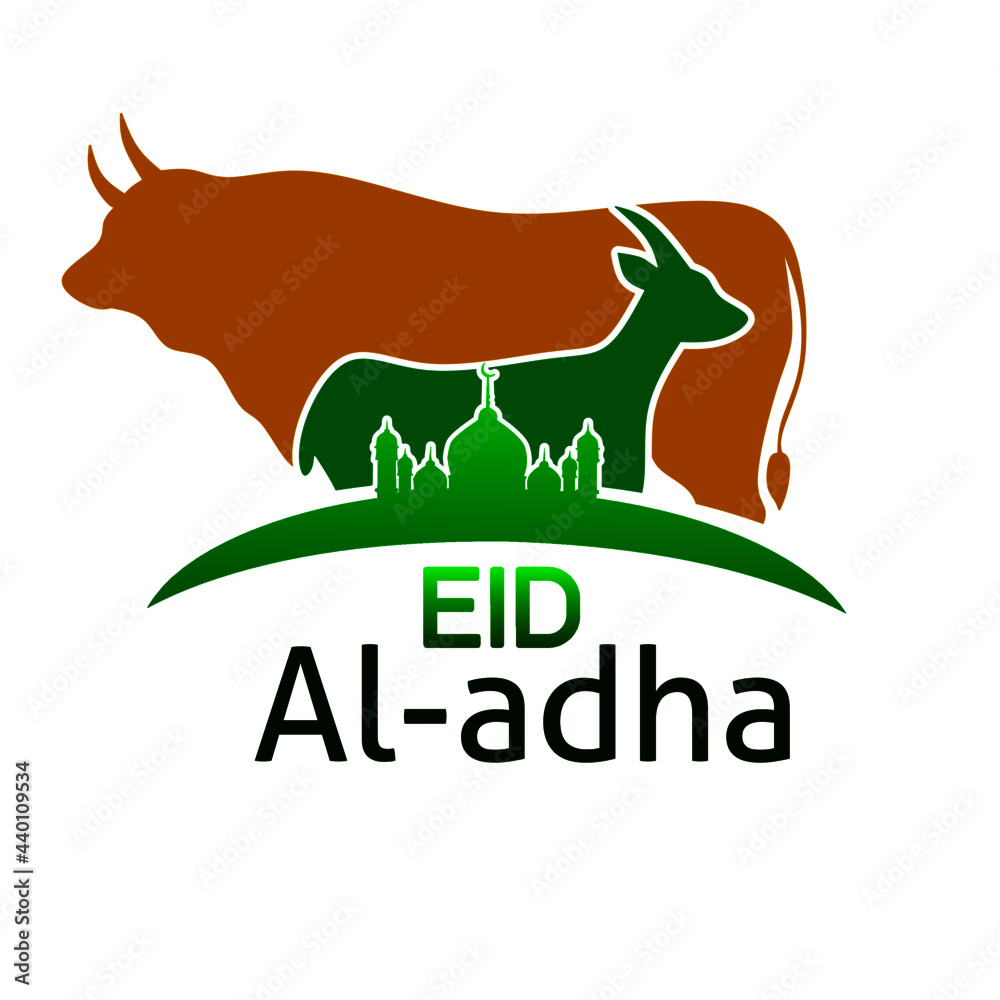 Illustration vector graphic of goat and cow caption eid al-adha suitable for religion Muslim Illustration vector graphic of goat and cow caption eid al-adha suitable for religion Muslim