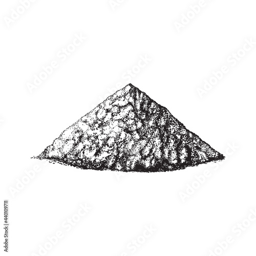 Tablou canvas Vector illustration of a pile of sand or cement, gravel drawn by strokes