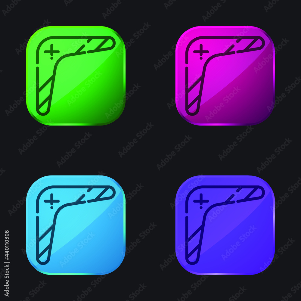 Boomerang four color glass button icon Boomerang four color glass button icon