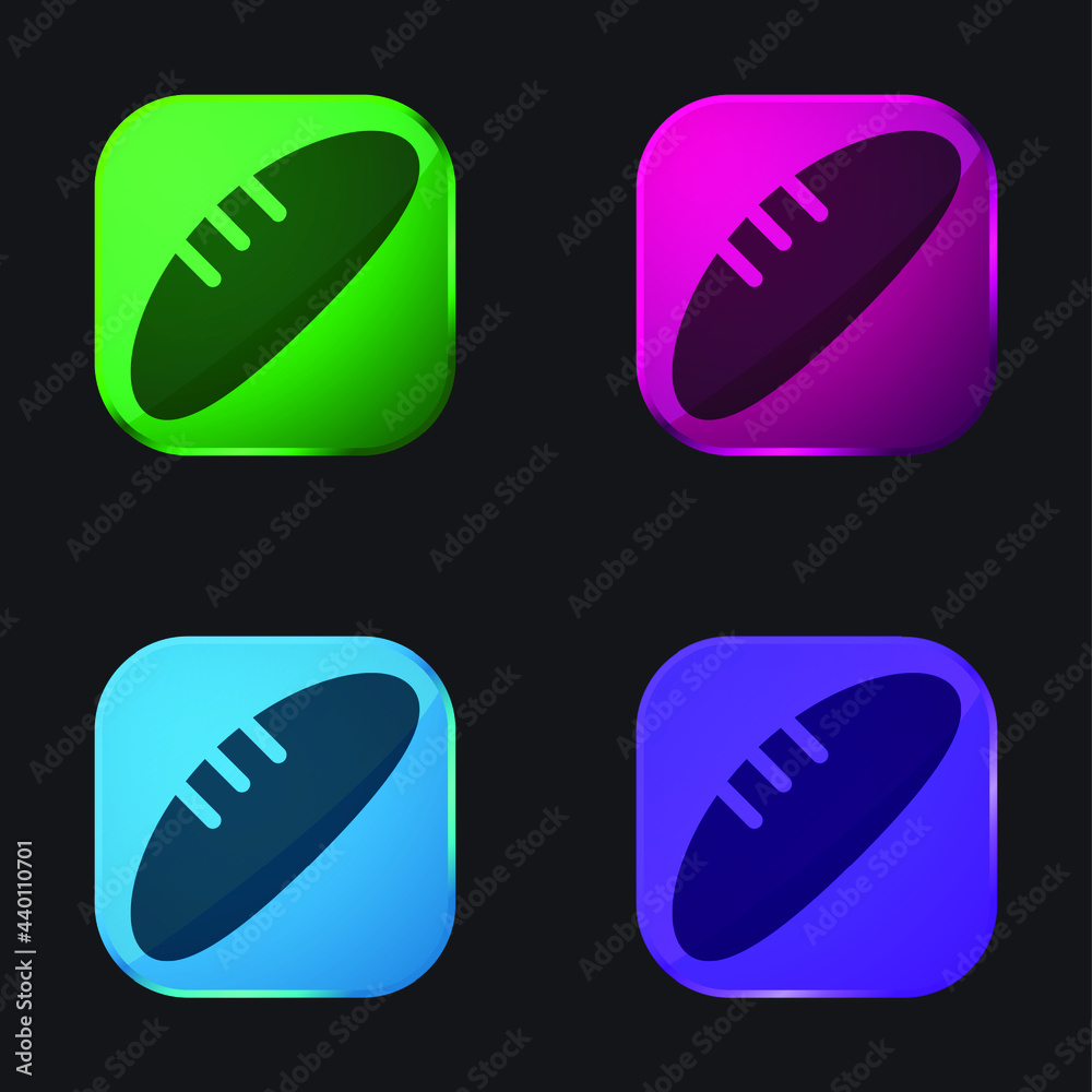 Bread four color glass button icon Bread four color glass button icon