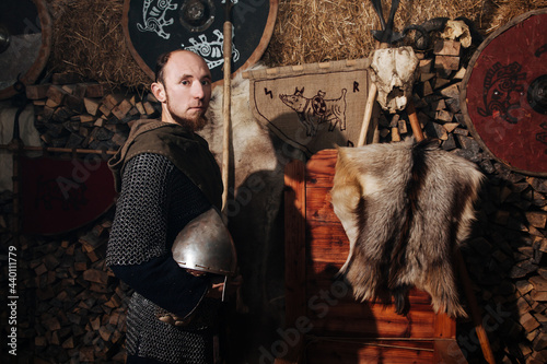 Obraz na płótnie Viking ancient weapon sword man warrior clothes