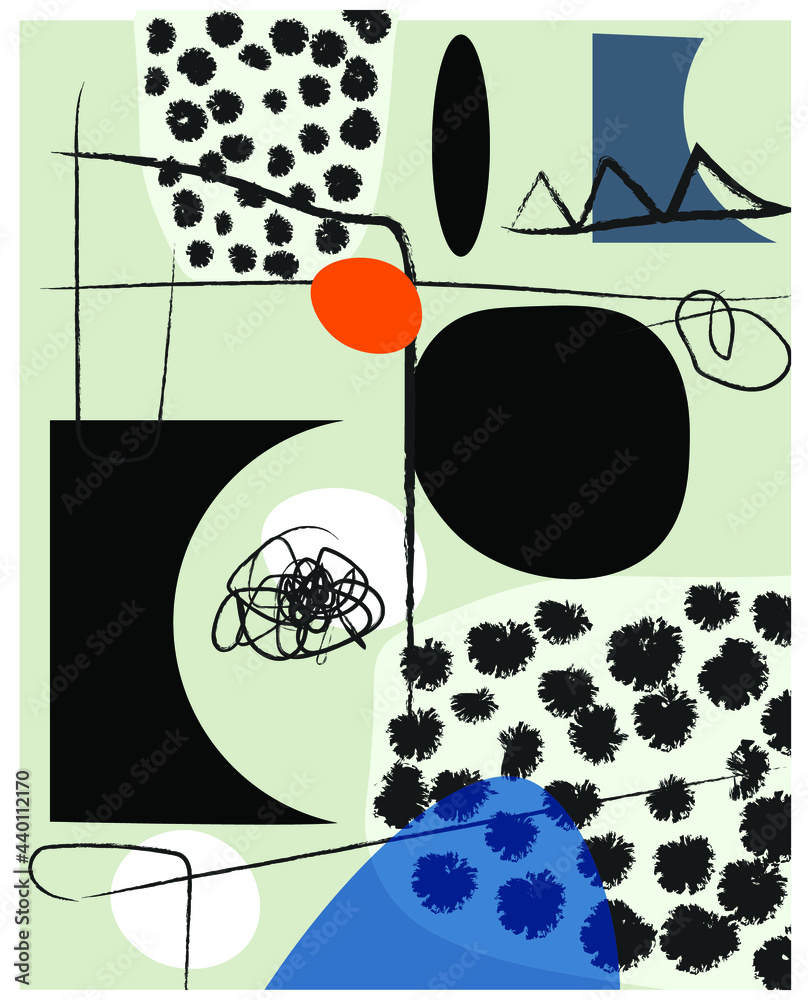 Obraz premium Line art abstract composition background vector illustration.