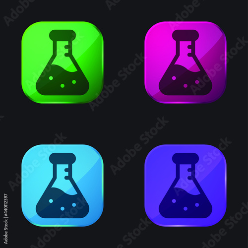 Beaker four color glass button icon