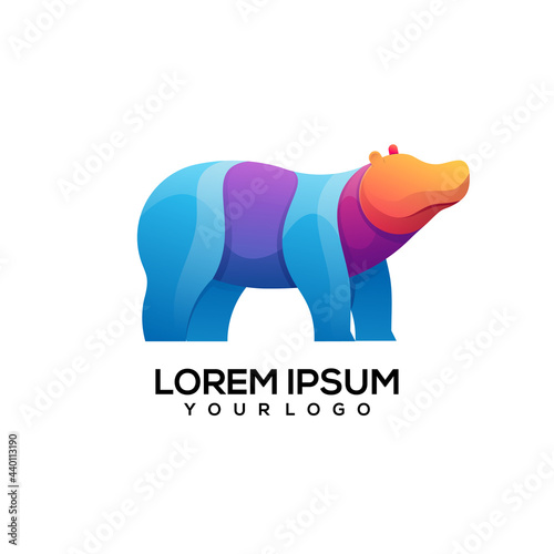 Hippopotamus logo colorful illustration vector