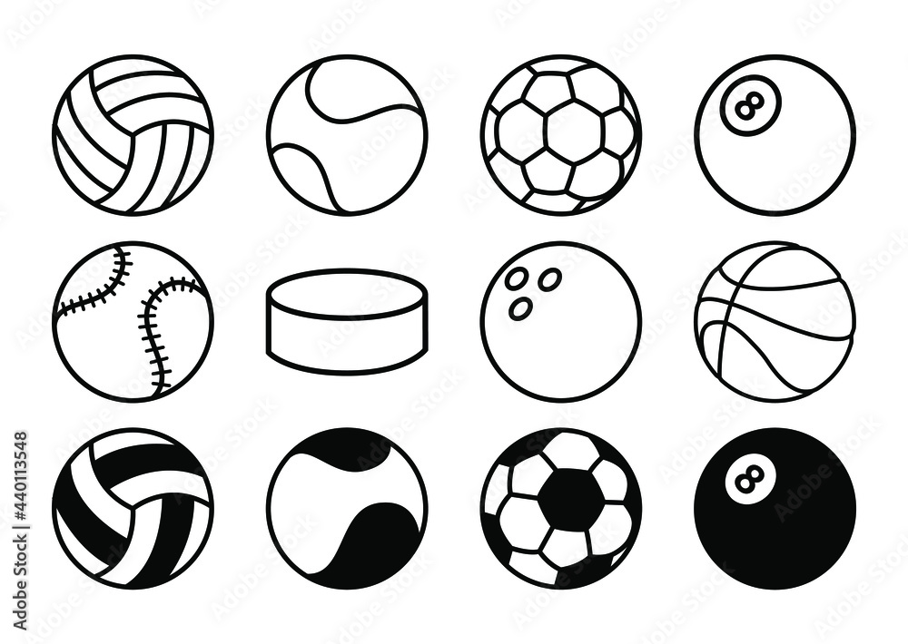 Sport balls icon set. Flat pictogram vector stock illustration. Isolated sign eps10