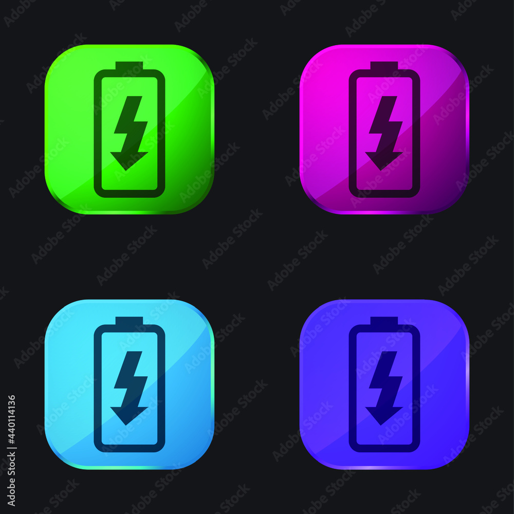Fototapeta premium Battery Charge four color glass button icon