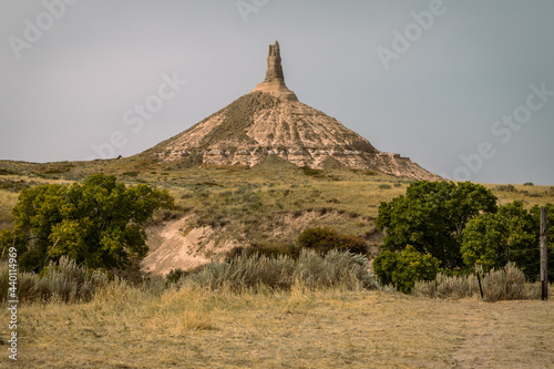 Canvas Print Chimney Rock is a natural geologic formation, a remnant of the erosion of the bluffs at the edge of the North Platte Valley in Nebraska