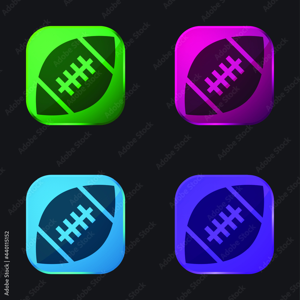 American Football four color glass button icon American Football four color glass button icon