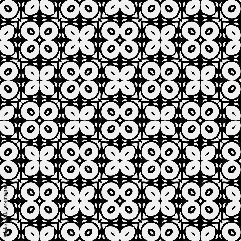 floral seamless pattern background.Geometric ornament for wallpapers and backgrounds. Black and white pattern.