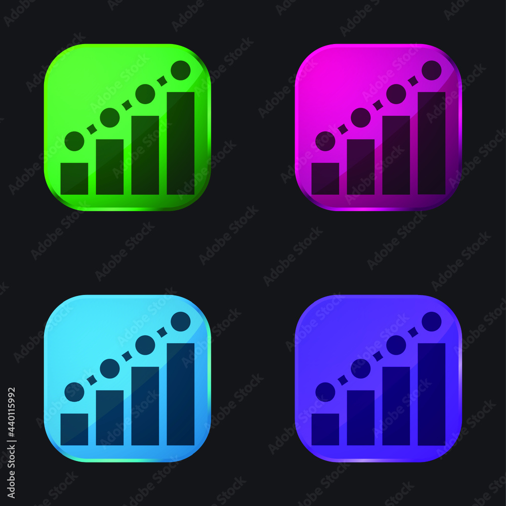 Bar Chart four color glass button icon Bar Chart four color glass button icon
