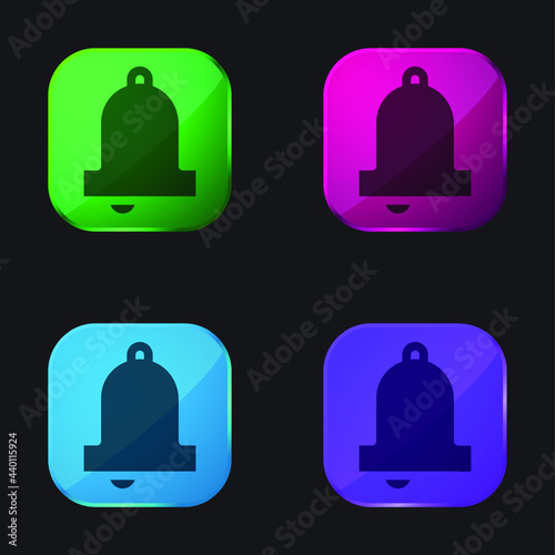 Bell four color glass button icon