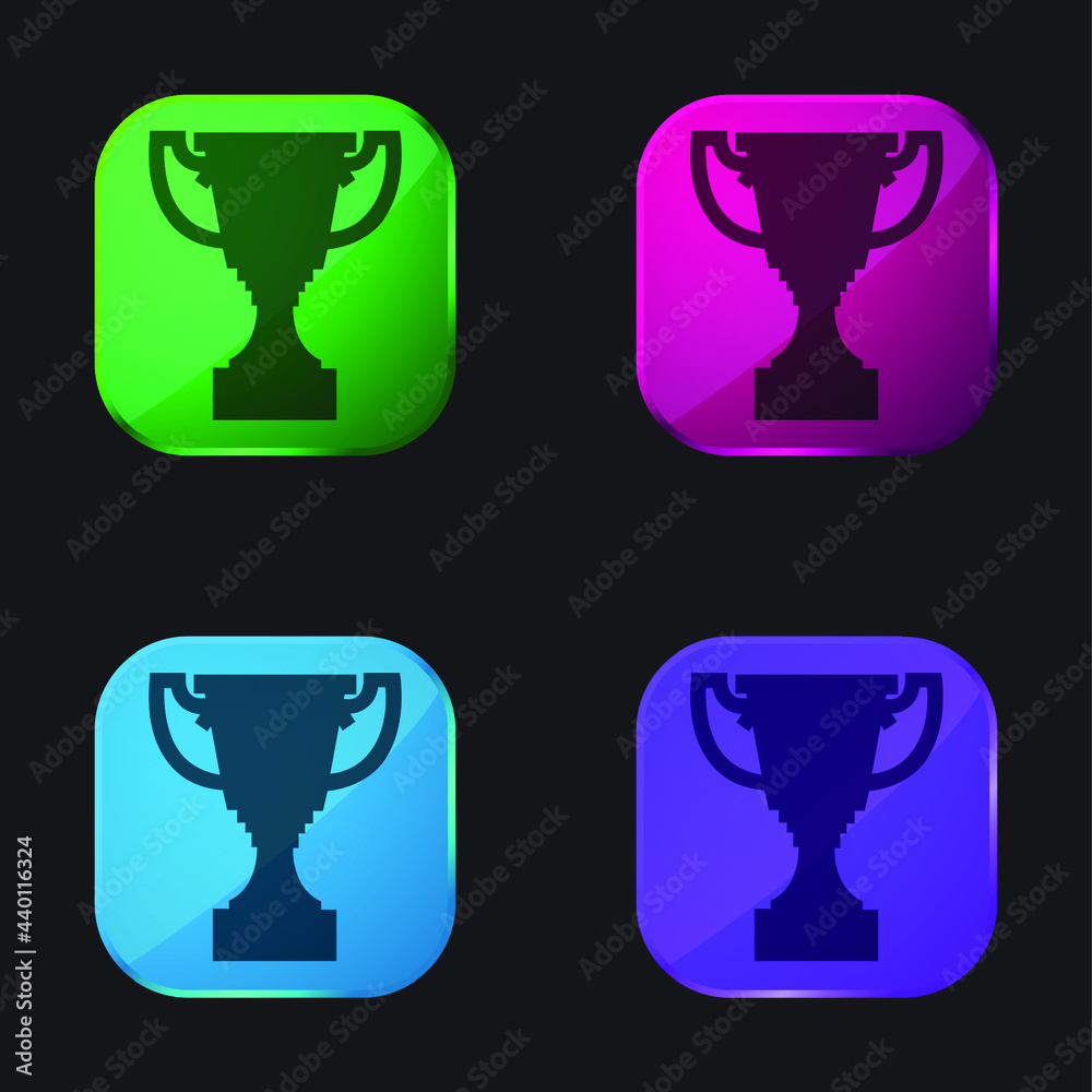 Award Trophy Shape four color glass button icon Award Trophy Shape four color glass button icon