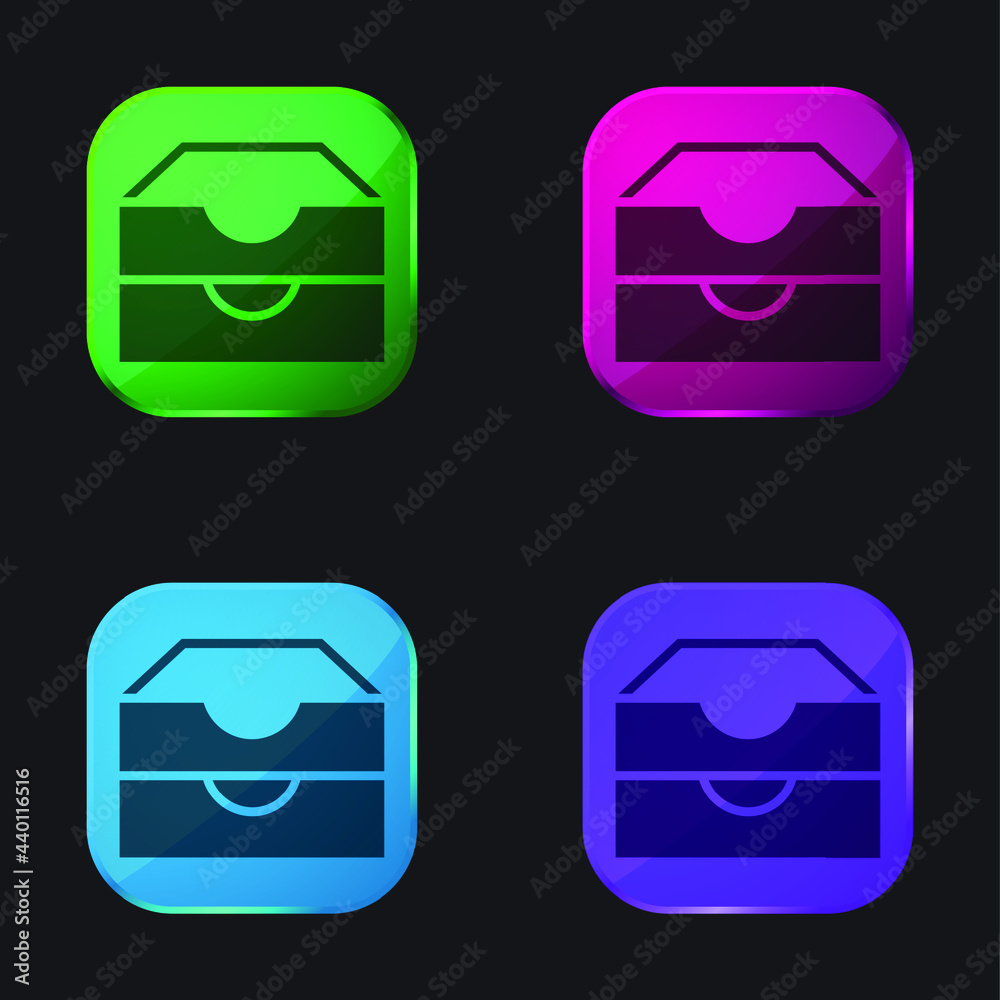 Archive four color glass button icon Archive four color glass button icon