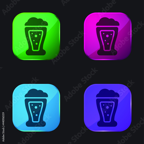 Beer four color glass button icon