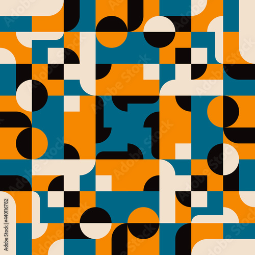 Geometric avant garde shapes. Vector blue and orange decorative art shapes.