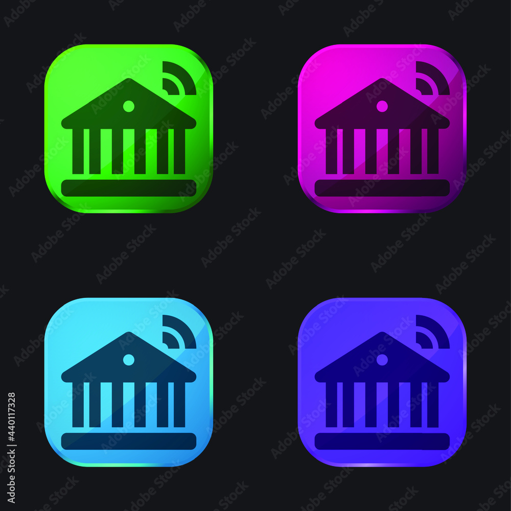 Banking four color glass button icon Banking four color glass button icon