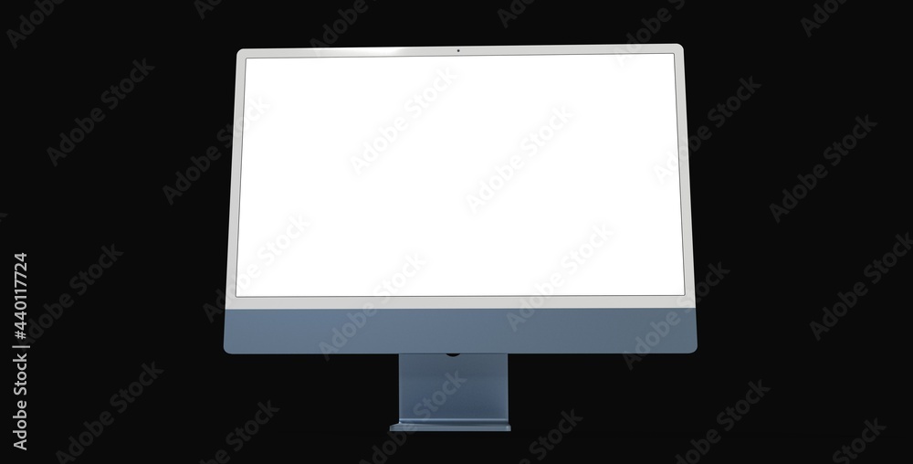 Workspace blank screen desktop computer, Mockup computer background dark black Workspace blank screen desktop computer, Mockup computer background dark black
