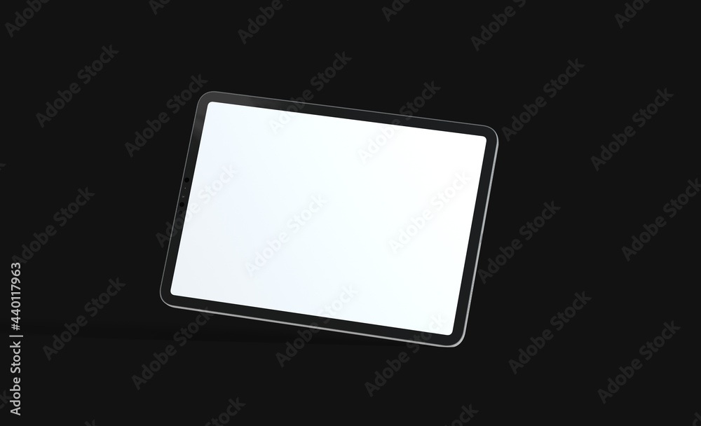 Photo Black tablet computer with blank 3d black background Photo Black tablet computer with blank 3d black background