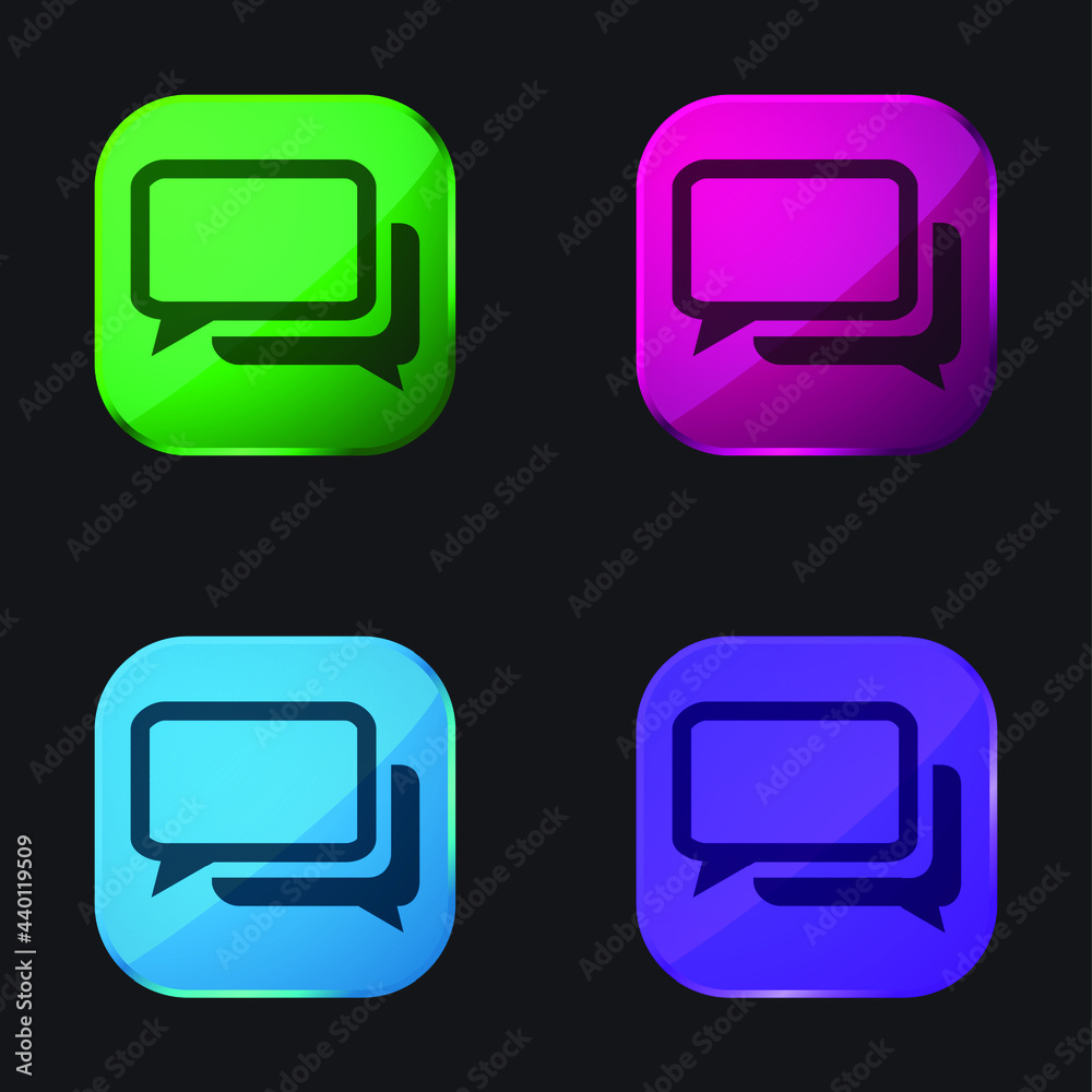 Black And White Chat Bubbles four color glass button icon Black And White Chat Bubbles four color glass button icon