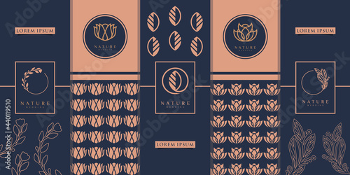 Luxury golden packaging design,flower,nature,floral,olive tree,pattern. logo design inspiration