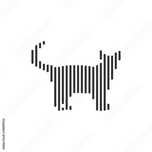 Cat black barcode line icon vector on white background.