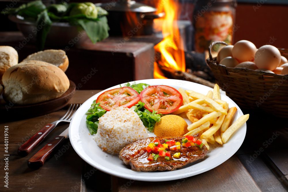 Rice with potatoes and meat. Rice with potatoes and meat.
