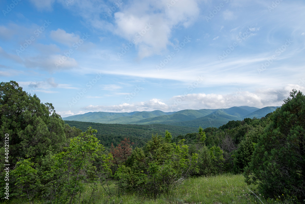 Panoramic mountain view in the Big Utrish Nature Reserves, near Sukko in Russia. Panoramic mountain view in the Big Utrish Nature Reserves, near Sukko in Russia.
