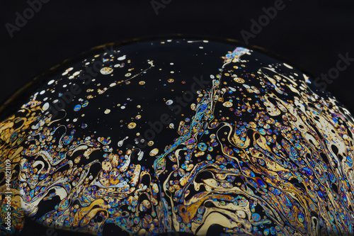 Beautiful psychedelic abstractions on the surface soap bubbles