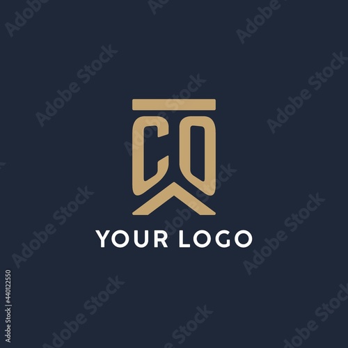 CO initial monogram logo design in a rectangular style with curved sides