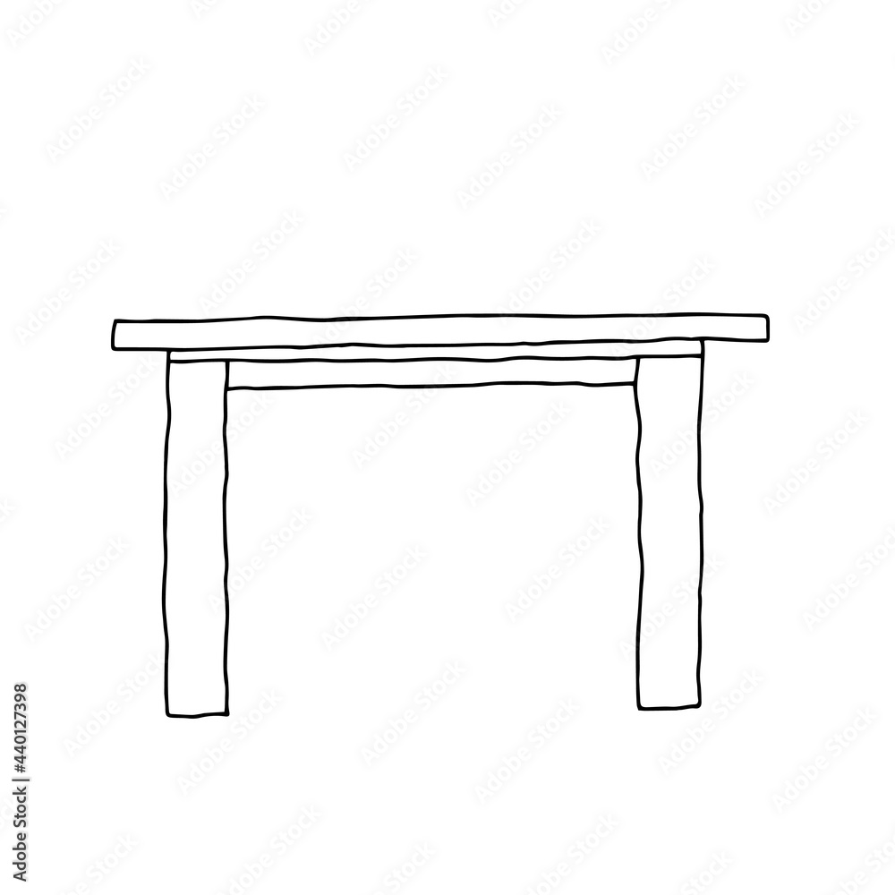 Black Vector outline illustration of a table isolated on a white background Black Vector outline illustration of a table isolated on a white background