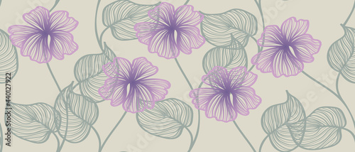 hand drawing flowers and leaves in pastel colors, seamless vector pattern © ReflectedCrafts