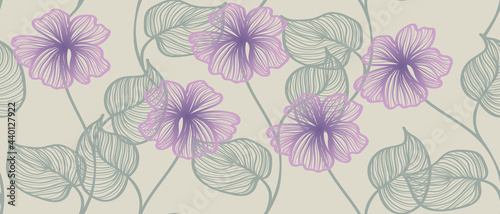 hand drawing flowers and leaves in pastel colors  seamless vector pattern 