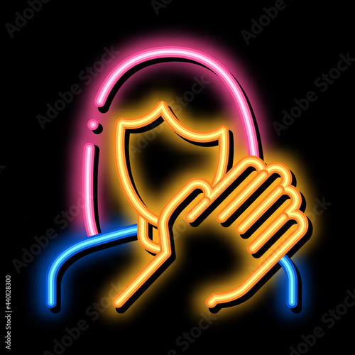 hit woman neon light sign vector. Glowing bright icon hit woman sign. transparent symbol illustration